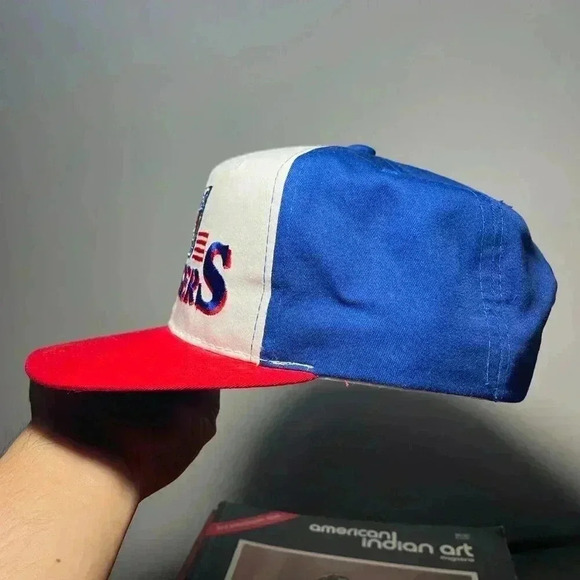 Vintage New York Rangers Ted Fletcher The Sideliner Snapback Hat Cap NHL Red Blu - Picture 8 of 8